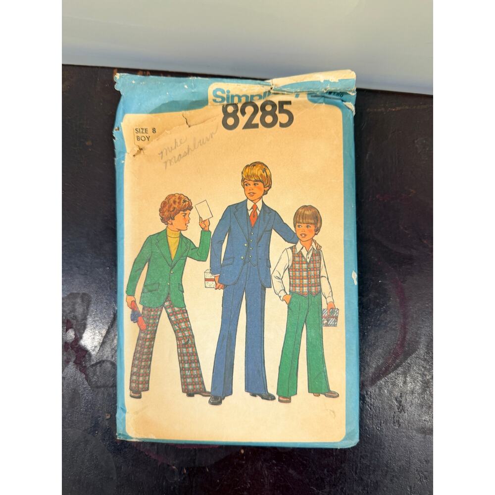 Vintage Simplicity 8285 Boys Suit Sewing Pattern Size 8 Complete